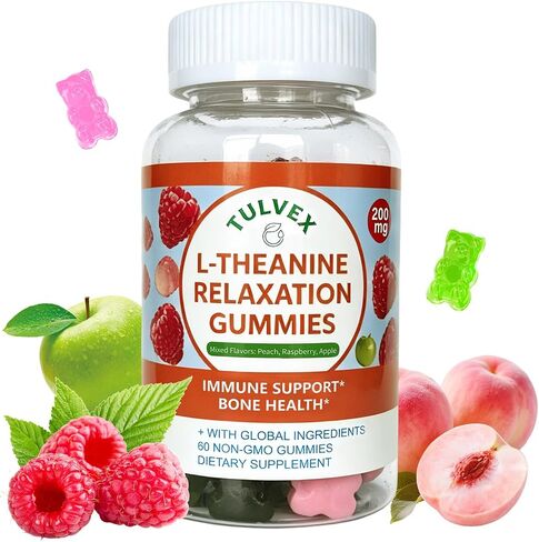 L-Theanine Calm Gummies 200mg, Sugar-Free Liposomal L Theanine Supplement for Brain, Relax, Zzz, Stress,Fast-Acting Calm & Mood Support, Vitamin B6, Vegan,Non-GMO in Kuwait
