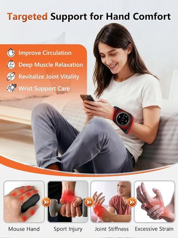Upgraded Pro Red Light Therapy for Hands Wrist with Heat, Massage, 3000mAh Magnetic Controller, Carpal Tunnel Support, 36 LEDs (660nm/850nm) Wrist Wrap Pad for Knee Ankle Foot Joint & Daily Relaxation in Saudi Arabia