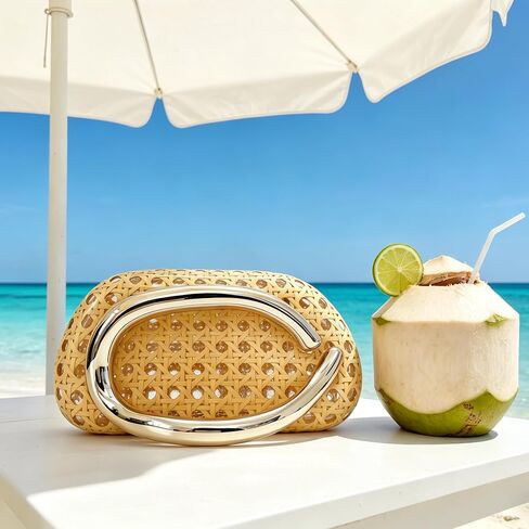 Clutch Purse for Women，Acrylic Rattan woven evening bag，Summer Beach Handbag Summer Bag for Vacation Party Wedding | Elegant in Kuwait