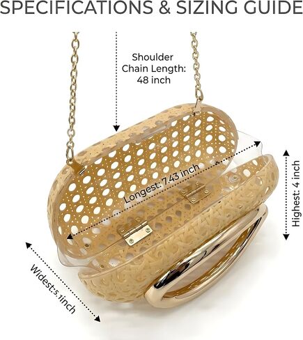Clutch Purse for Women，Acrylic Rattan woven evening bag，Summer Beach Handbag Summer Bag for Vacation Party Wedding | Elegant in Kuwait