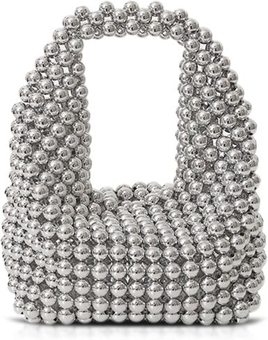 Handbag for Women, Women Bead Clutch Purse, Evening Bags, Tote Bag for Party Wedding Travel(Silver) in Saudi Arabia