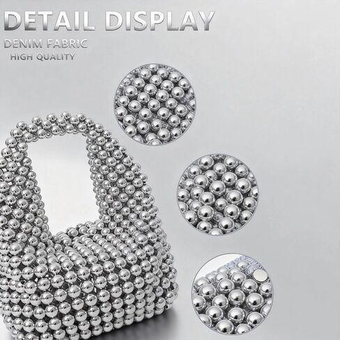 Handbag for Women, Women Bead Clutch Purse, Evening Bags, Tote Bag for Party Wedding Travel(Silver) in Saudi Arabia