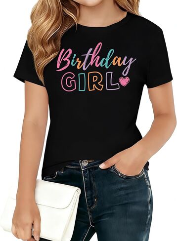 Birthday Shirts for Kid Girl Birthday Girl Outfits Girls Birth Short Sleeve Tee Tops 5-14 Years in Saudi Arabia