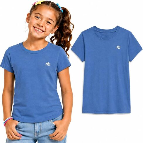 Girls T Shirts - Soft Cotton Blend Short Sleeve Cute Graphic Tees - Classic Crewneck Logo Tee Girls Shirts (Sizes: 7-16) in Kuwait
