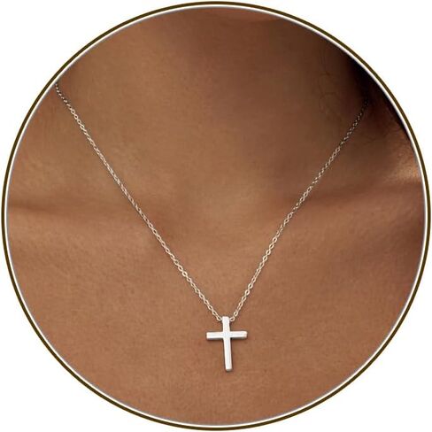 HERIER Cross Necklace for Women, Dainty 18K Gold Plated/Sterling Silver Small Cross Pendant Necklace Simple Gold Cross Necklaces for Women Trendy Faith Jewelry Gift in Saudi Arabia