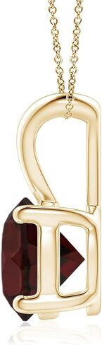Angara V-Bale Round Garnet Solitaire Necklace in Sterling Silver/14K Solid Gold/Platinum | Natural Garnet Solitaire Pendant for Women | January Birthday, Anniversary, Gemstone Jewelry Gift in Kuwait