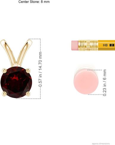 Angara V-Bale Round Garnet Solitaire Necklace in Sterling Silver/14K Solid Gold/Platinum | Natural Garnet Solitaire Pendant for Women | January Birthday, Anniversary, Gemstone Jewelry Gift in Kuwait