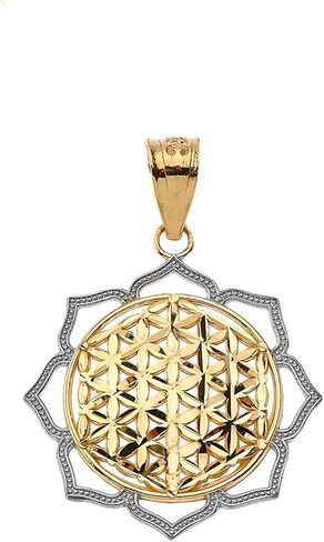 Flower of Life Pendant Necklace Fine Real Solid 10Kt Gold in Saudi Arabia
