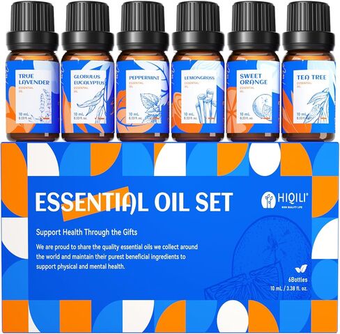HIQILI Essential Oils Set,Top 16 Organic Aromatherapy Oils for Diffusers for Home,Plant Therapy,Candle Making,Laundry Fragrance,Humidifiers,Skin Care in Kuwait