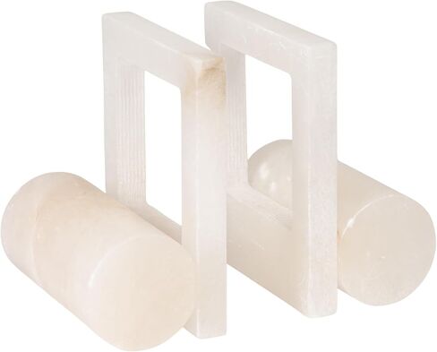 Creative Co-Op 2-Piece Alabaster Bookends with Cut-Outs, Translucent White in Kuwait
