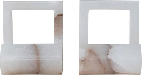 Creative Co-Op 2-Piece Alabaster Bookends with Cut-Outs, Translucent White in Kuwait