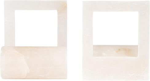 Creative Co-Op 2-Piece Alabaster Bookends with Cut-Outs, Translucent White in Kuwait
