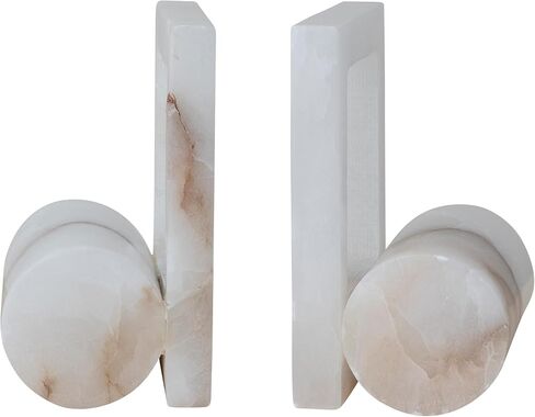 Creative Co-Op 2-Piece Alabaster Bookends with Cut-Outs, Translucent White in Kuwait