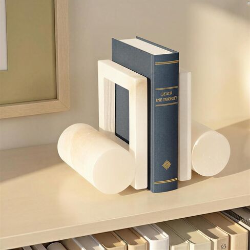 Creative Co-Op 2-Piece Alabaster Bookends with Cut-Outs, Translucent White in Kuwait