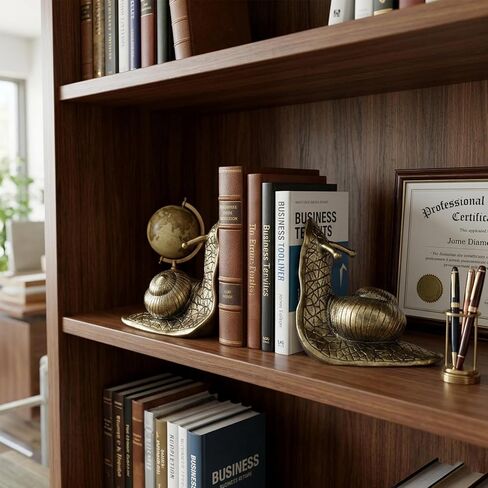 Vintage Bronze Snail Bookends for Heavy Books, Resin Animal Bookends with Anti-Slip Pads, Decorative Antique Style Book Ends, Funky Snail Decor for Shelves, Office, Home Library (Vintage Bronze) in Saudi Arabia