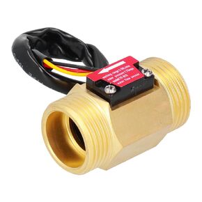 Flow Counter, DC 24V Water Flow Sensor with NPN Output, G1 Thread Brass Flow Rate Meter, in Line Flowmeter for PLC