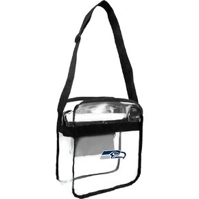Littlearth NFL Seattle Seahawks Stadium Friendly Clear Carryall Crossbody Bag with Team Logo, 12" x 12" x 6", Clear