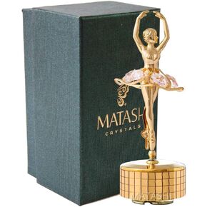 صندوق موسيقى ماتاشي راقصة باليه مطلي بالذهب 24 قيراط مع كريستالات وردية، ديكور منزلي لغرفة النوم، زينة على الطاولة هدية للزوجة الموسيقية والأم في عيد الأم وعيد الميلاد وعيد الحب (الذاكرة) in Kuwait