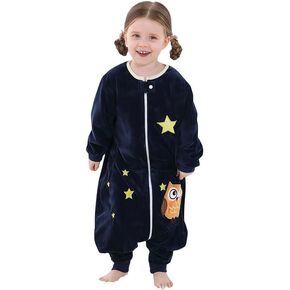 Polyester Long Sleeve Zipper Toddler Sleeping Bag, Wearable Toddler Sleeping Sack with Feet for Boys Girls
