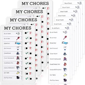4 Pieces My Chores Plastic Boards Portable Memo Board Detachable Reusable Creative Memo Chart for Home Travel Planning Reminder Daily Affairs Checklist to Do List Tool 4.7x7.9 Inch