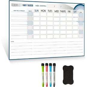 Habit Tracker Whiteboard for Refrigerator, Dry Erase Markers, Magnetic Attachment, Track Daily Habits and Weekly Progress toward Goals. in Saudi Arabia