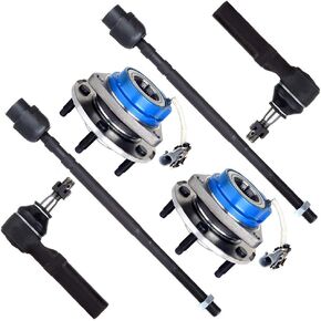 SCITOO 6pcs Wheel Hub Assembly Suspension Kit - Fit for Buick Century for Chevrolet Impala Monte Carlo for Oldsmobile Intrigue for Pontiac Grand Prix Inner & Outer Tie Rod Wheel Hub Bearing - 513121
