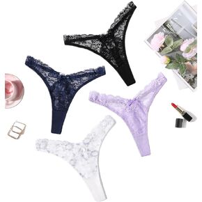 Avidlove Women Sexy Underwear Lace G-string Exotic Lingerie Panties V-Shape Cheeky Tangas with Bow Decor