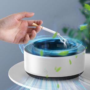 Smokeless Ashtray, 2 in 1 Battery Operated Air Purifier Ashtray Electric Smokeless Ashtray for Cigarette Indoor Outdoor Smoke Grabber, 5.2 x 3in