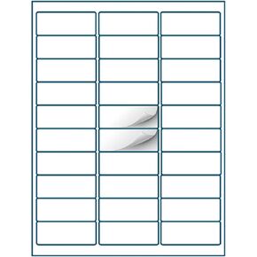 Shop4Mailers 30-Up White Permanent Self Adhesive Shipping Labels 1" x 2 5/8" Easy Peel Stickers for Laser & Inkjet Printers - 100 Sheets - 3,000 Count Labels