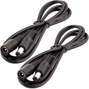 LitaElek 2pcs 1m 3.3ft DC Extension Cable 12V Extension Cord DC 5V-24V Power Cord 5.5mm x 2.1mm DC Jack Plug Adapter Male to Female for Car Monitor, CCTV Camera, LED Strip Light, etc, Black