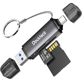 SD Card Reader, Dockteck USB3.0 SD/TF Card Reader, 3-Mode High Speed Card Adapter 2-Slot OTG Memory Card Reader for UHS-I SD/Micro SD/SDHC/SDXC/MMC, for MacBook,iPad Pro/Air, iPhone 15, Android