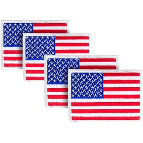 WAYDA 4Pack American Flag Patch, Iron On or Sew On Uniform Emblem, American Flag Morale Hook Patch (4)