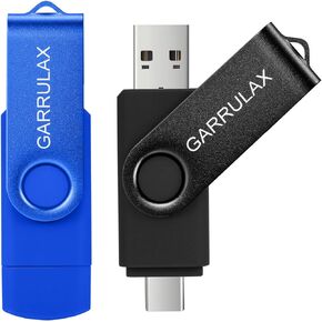 USB Flash Drive, 8GB 2 in 1 OTG Type C USB 2.0 Rotatable Memory Stick Date Storage Pendrive Thumb for Android Smartphones, MacBook, Tablets, PC (2 Pack)