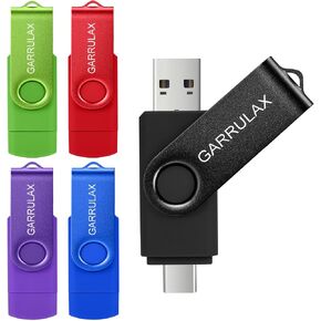 USB Flash Drive, 64GB 2 in 1 OTG Type C USB 2.0 Rotatable Memory Stick Date Storage Pendrive Thumb for Android Smartphones, MacBook, Tablets, PC (5 Pack) in Kuwait