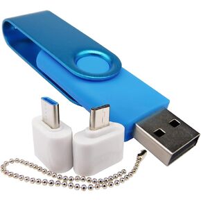 محركات أقراص فلاش USB ذات سعة صغيرة، محركات أقراص إبهامية مع 1 OTG (Micro USB) ومحول واحد من النوع C (USB-C) للهاتف المحمول (أزرق 512 ميجابايت) in Kuwait