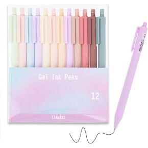 12pcs Retractable Gel Pens, 0.5mm Fine Point Pens, Assorted Colors, Smooth Writing, Quick-Drying Ink, Cute Pens for Journaling Note Taking in Kuwait