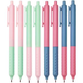 ITAWIXS 8Pcs Aesthetic Gel Ink Pens, 0.5mm Black Ink Fine Point Pens, Smooth Writing, Cute Retractable Pens for Journaling Taking Notes School Office Home