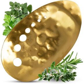 Handmade Brass Herb Stem Stripper – Herb Stripper Tool with 7 Hole Sizes – Shred & Catch Herbs & Greens - 5.5 x 3.5 In. Herb Stripper Bowl-Shaped Herb Cutter Tool – Household Essentials by Ash Harbor