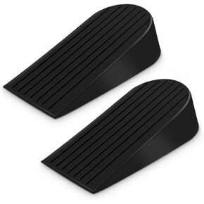 Door Stops Rubber,Door Stopper Security 2 Pack,Big Door Stops for School&Garage Heavy Metal Doors,Height Up to 1.9Inches,Safe for All Floors,Hold Doors with Gaps 0.35 to 1.9 Inches (Black)