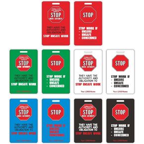 100packs Stop Working Authority Card - Red, Remind Employees to Stop Unsafe, Unsure and Concerned Work