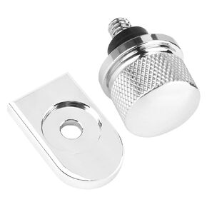 Chrome Rear Seat Bolt Tab Screw Mount Knob Cover Compatible for Harley Touring 1996-2024 Metal Knurled Billet Quick-Release Hardware Kit for Davidson Touring