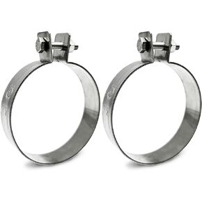 CHUN YUNG DA Universal Exhaust Band Clamp, Stainless Steel Muffler Bracket for Motorcycle Pipe Hanger 55 mm (2.1 inch, 2 Pack)