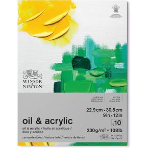 Winsor & Newton Professional Oil & Acrylic Paper Pad, 12" x 16", 10 Sheets, 230gsm, White