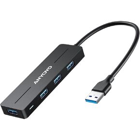 Powered USB Hub, ANYOYO 16-Port 60W USB 3.0 Splitter (10 USB 3.0 Ports+4 2.4A Charging Ports+2 USB-C 3.0 Ports), Wall Mounting Design, Individual On/Off Switches, 20V/3A Power Adapter for Laptop, PC