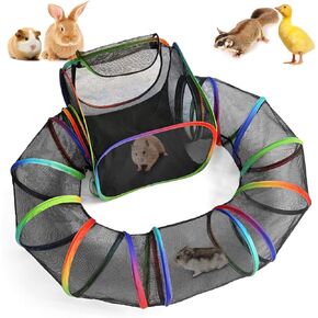 Guinea Pig Playpen with Tunnel, Rainbow Playpen with Open Side & 98.4" Extended Tube for Rabbit, Hamster, Hedgehog Pet, Kittens, Ferret, Chickens & Small Animals to Play Indoor or Outdoor