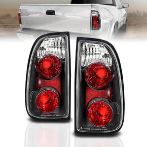AmeriLite for 2000-2006 Toyota Tundra Standard | Access Cab C-Type LED Tube Black Replacement Brake Tail Lights Pair - Passenger and Driver Side