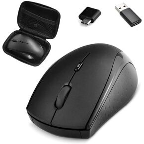 Huifen Type C Wireless Mouse, USB C Gaming Wireless Mice 2.4G Silent Ergonomic with 3 DPI Levels Compatible with Samsung Chromebook, Google Pixelbook, Dell, HP OMEN, More Device (Black)