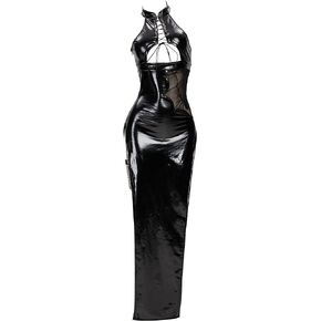 MEOWCOS Women's Bodycon Dress Gothic Hollow Chest Slit Party Dress Cute Cocktail Maxi Dress