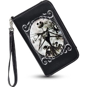 Loungefly unisex Disney The Nightmare Before Christmas Wallet & Phone Holder - Bi-fold, Snap Closure, Detachable Wrist Strap