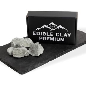 HITT Edible Clay Chunks - «Green Life» for Eating, Salty Taste Zero Impurities ASMR Food for Pica Cravings, Handpicked Edible Dirt 200gr
